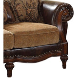 Acme Dreena Rolled Arm Upholstered Loveseat with 3 Pillows in Brown Faux Leather Acme