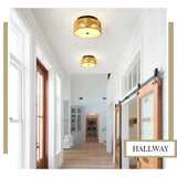 ANQIANYUE Rattan Flush Mount Ceiling Light, Boho Ceiling Light Fixture, 3-Lights Hand Woven Ceiling Light Fixture with PVC Plate for Hallway Bedroom Kitchen Entryway Living Room Foyer ANQIANYUE