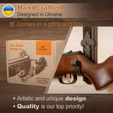 TESLYAR Gun Rack Wall Mount Hold Up Displays Horizontal Gun Rack and Shotgun Hooks Store Rifle Shotgun Bow Real Hardwood Hanger Brown TESLYAR