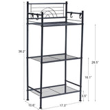 L&H UNICO 3-Tier Free Standing Wire Rack Durable Metal Shelving Storage Unit with Adjustable Feet 4-Hook for Bathroom Laundry Kitchen Office, Black L&H UNICO