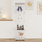 GDJAASJI Display Cabinet with Glass Door and Lock, 4-Shelf Fast Installation Curio Cabinets with 5mm Tempered Glass Floor Standing Bookshelf for Bedroom, Living Room (64" Hx 16.7" W x 14.3" D, White) GDJAASJI