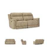 Signature Design by Ashley Next-Gen DuraPella Faux Leather Zero Wall Power Reclining Sofa with USB, Beige Sand Signature Design by Ashley