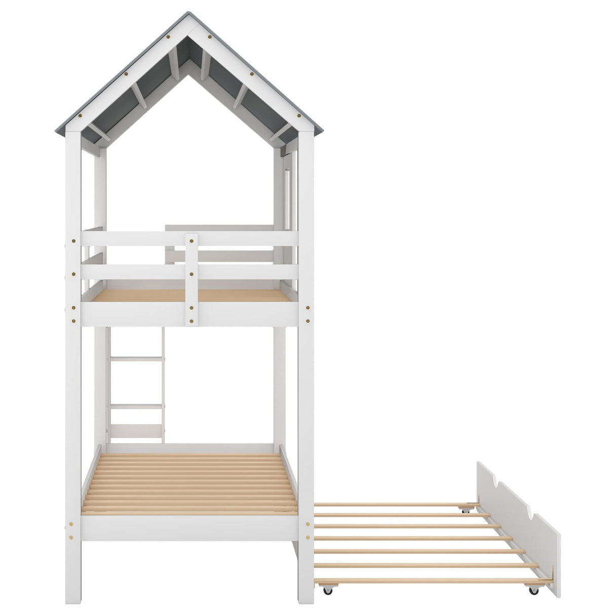 Harper & Bright Designs House Bunk Bed for Kids, Twin Over Twin Bunk Bed with Trundle, Kids Playhouse Bunk Beds for Girls & Boys, No Box Spring Needed (Twin Over Twin, White) Harper & Bright Designs