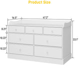 Vabches Kids Dresser Cabinet with 7 Drawers, Changing Table for Nursery, White Chest of Drawers, Baby Dresser, Kids Bedroom Furniture, Nightstand for Child’s Room, White Vabches