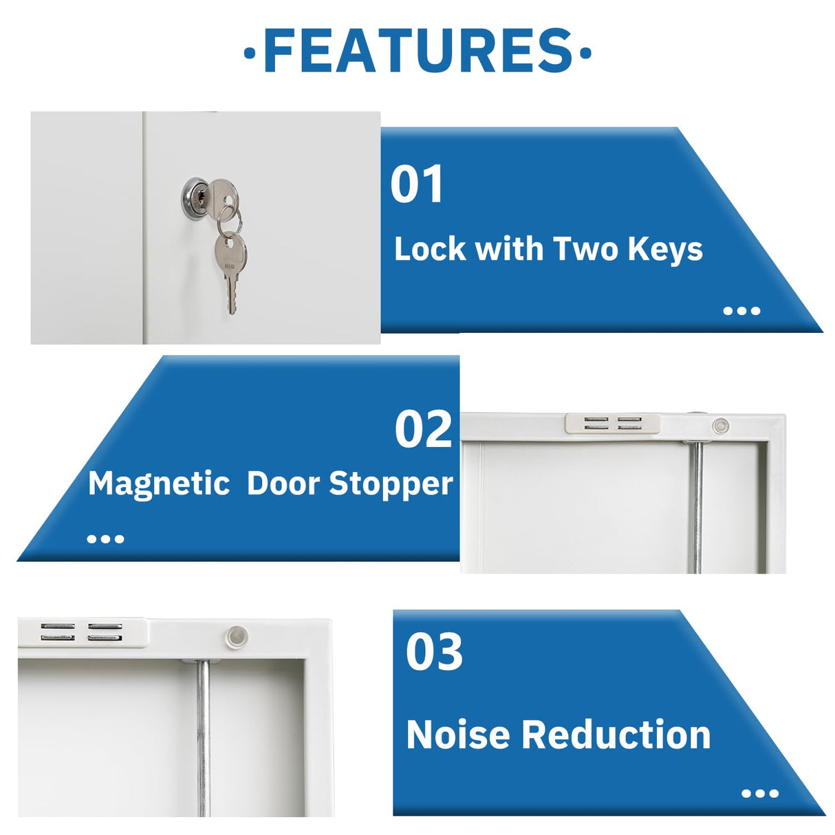 CJF Metal Storage Cabinets with Shelves and Doors, Steel Locking Cabinet for Home Office, Garage, Utility Room and Basement, 36.2" H x 31.5" W x 15.7" D (White) CJF