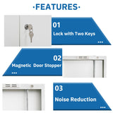 CJF Metal Storage Cabinets with Shelves and Doors, Steel Locking Cabinet for Home Office, Garage, Utility Room and Basement, 36.2" H x 31.5" W x 15.7" D (White) CJF