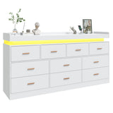 jiteentarou 10 Drawer Dresser with Charging Station and LED Lights, Modern Chest of Drawers with Power Outlet, Organizer Cabinet for, Living Room, Entryway, White jiteentarou