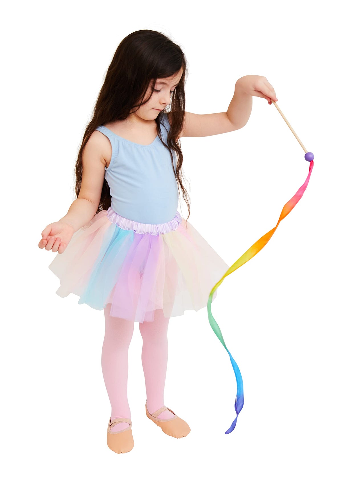 Sarah's Silks Mini Rainbow Streamer - Long Ribbon Wand for Kids, Pretend Play, Dance, Baton Stick Twirling, and Gymnastics Party Favors | 100% Silk and Wood Montessori and Waldorf Toys (1) Sarah's Silks
