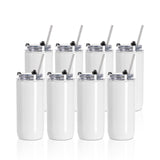 PYD Life 8 Pack Sublimation Kids Tumblers Blanks Bulk 17 OZ White Stainless Steel with Lid and Metal Straw for Tumbler Heat Press Sublimation Oven Print PYD Life