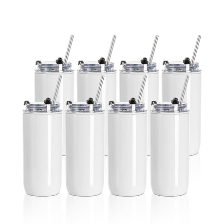 PYD Life 8 Pack Sublimation Kids Tumblers Blanks Bulk 17 OZ White Stainless Steel with Lid and Metal Straw for Tumbler Heat Press Sublimation Oven Print PYD Life