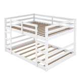 Bellemave Low Profile Full Over Full Bunk Bed Frame with Ladder for Kids and Teens, White Bellemave