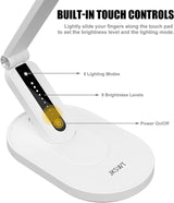 JKSWT Desk Lamp, for Eye Care, Dimmable Table Lamp with 5 Colour Modes, 72 LEDs with USB Charging Port, Touch Control and Memory Function, Office Lamp JKSWT