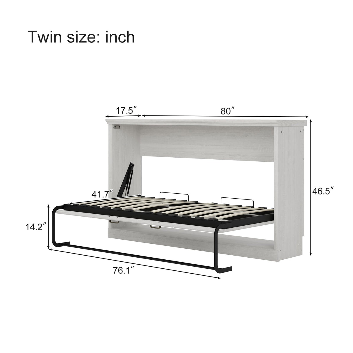 Merax Twin Size Murphy Bed Wall Bed, Folding into a Cabinet, Space Saving Bedroom Furniture for Multipurpose Guest Room, Home Office, Rustic White Merax