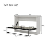 Merax Twin Size Murphy Bed Wall Bed, Folding into a Cabinet, Space Saving Bedroom Furniture for Multipurpose Guest Room, Home Office, Rustic White Merax