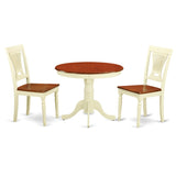 East West Furniture Antique 3 Piece Set Contains a Round Dining Room Table with Pedestal and 2 Wood Seat Chairs, 36x36 Inch, Buttermilk & Cherry East West Furniture