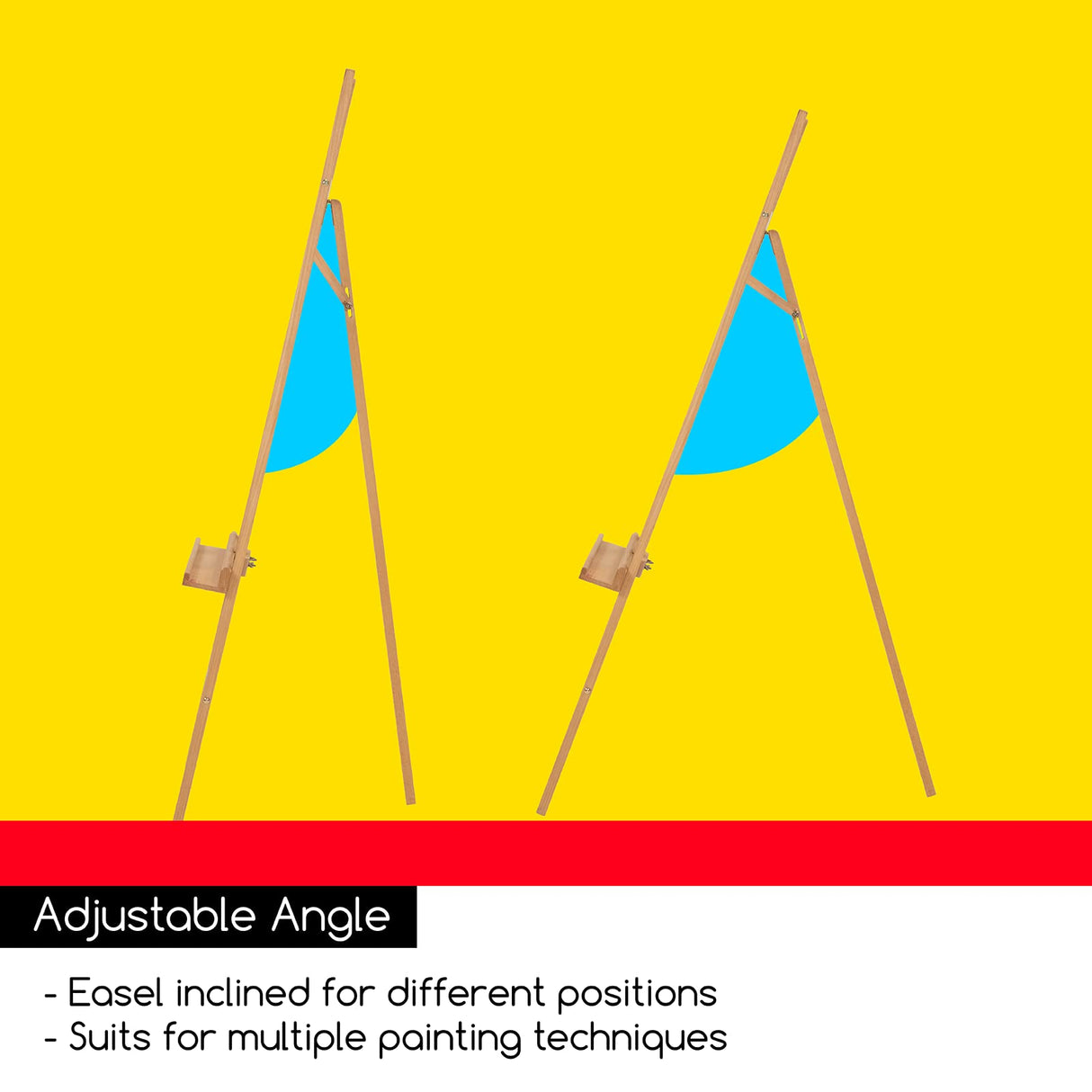 MEEDEN Large Adjustable Wooden Easel, Art Easel Stand for Painting Canvas, Holds Canvas up to 90", Beech Wood Floor Easel for Adults, Heavy Duty Artist Display Easel Holds 33 lbs for Drawing, Signs MEEDEN