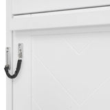 Queen Horizontal Murphy Bed with Storage Shelves,Wood Folding Hideaway Murphy Wall Bed with Storage Bookcase for Adults (B White) MERITLINE