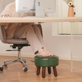 oakvivo 13in Small Foot Stool Ottoman, Round Faux Leather Foot Rest for Couch, Under Desk Pouf Footstool Footrest with Non-Skid Rubber Legs for Ling Room, Bedroom, 13''L x 13''W x 10.2''H, Green oakvivo