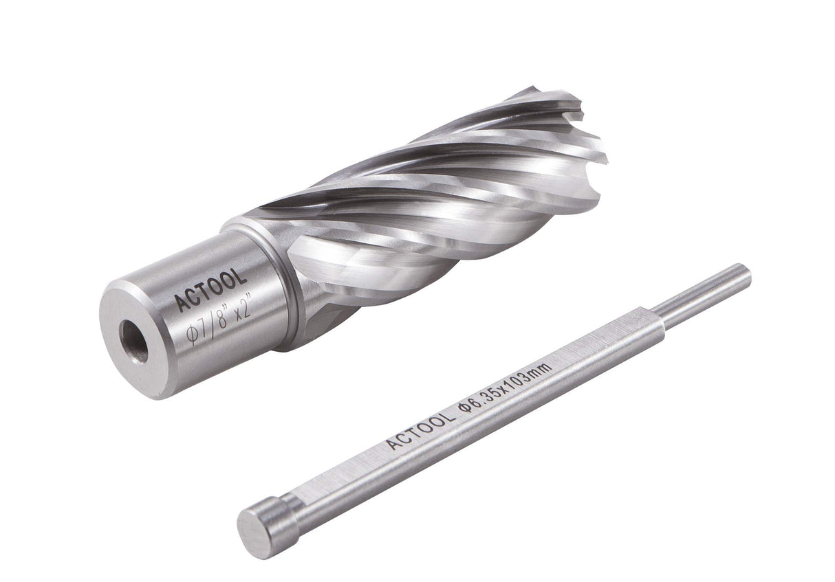 ACTOOL 7/8" Diameter × 2" Depth of Cut HSS ANNULAR Cutter with 3/4'' Weldon Shank ACTOOL