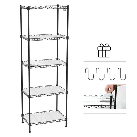 WORKPRO Storage Shelves, 5-Tier Metal Shelving, Garage Wire Rack, 17-3/8"W x 11-1/2"D x 51-1/2"H, 550 LBS Load Capacity, Standing Food Shelving Unit, Adjustable Shelf for Kitchen Pantry Closet Garage WORKPRO