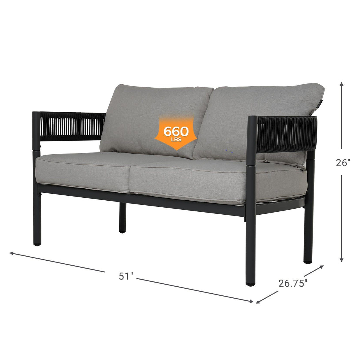 Gand Patio Outdoor Loveseat,Wicker Conversation Set with Thick Cushion for Porch, Garden, Yard Grand patio