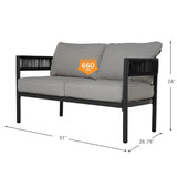 Gand Patio Outdoor Loveseat,Wicker Conversation Set with Thick Cushion for Porch, Garden, Yard Grand patio