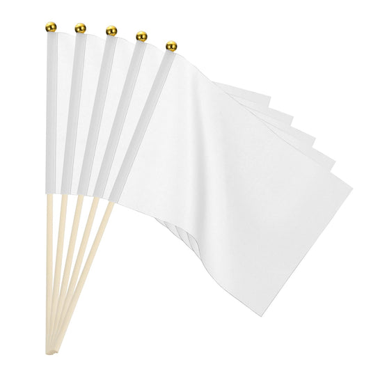 PATIKIL Mini Blank Flags，16 Pcs White Small Sublimation Colored Flags to Decorate for Card Game Birthday Yard Lawn Ground Marking Sport Golf Party Graduation Irrigation, 11.8"x8.3"