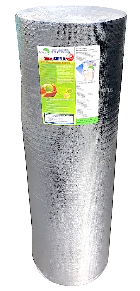 SmartSHIELD -1.5mm 48"x100ft Reflective Insulation roll 400 Sq. Ft., Foam Core Radiant Barrier, Thermal Insulation Shield - Commercial Grade Foil - WoodArtSupply