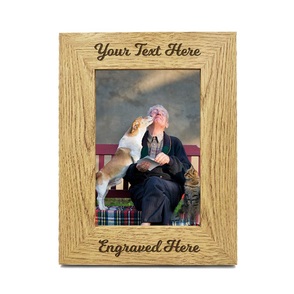 EDSG Personalized 5x7 Picture Frame Photo Frame Laser Engraved Wood Frame Custom Any Text Gift for Wedding Grandpa Grandma Thank You Teacher Graduation Nanny Grandad (Design 01 Portrait) EDSG