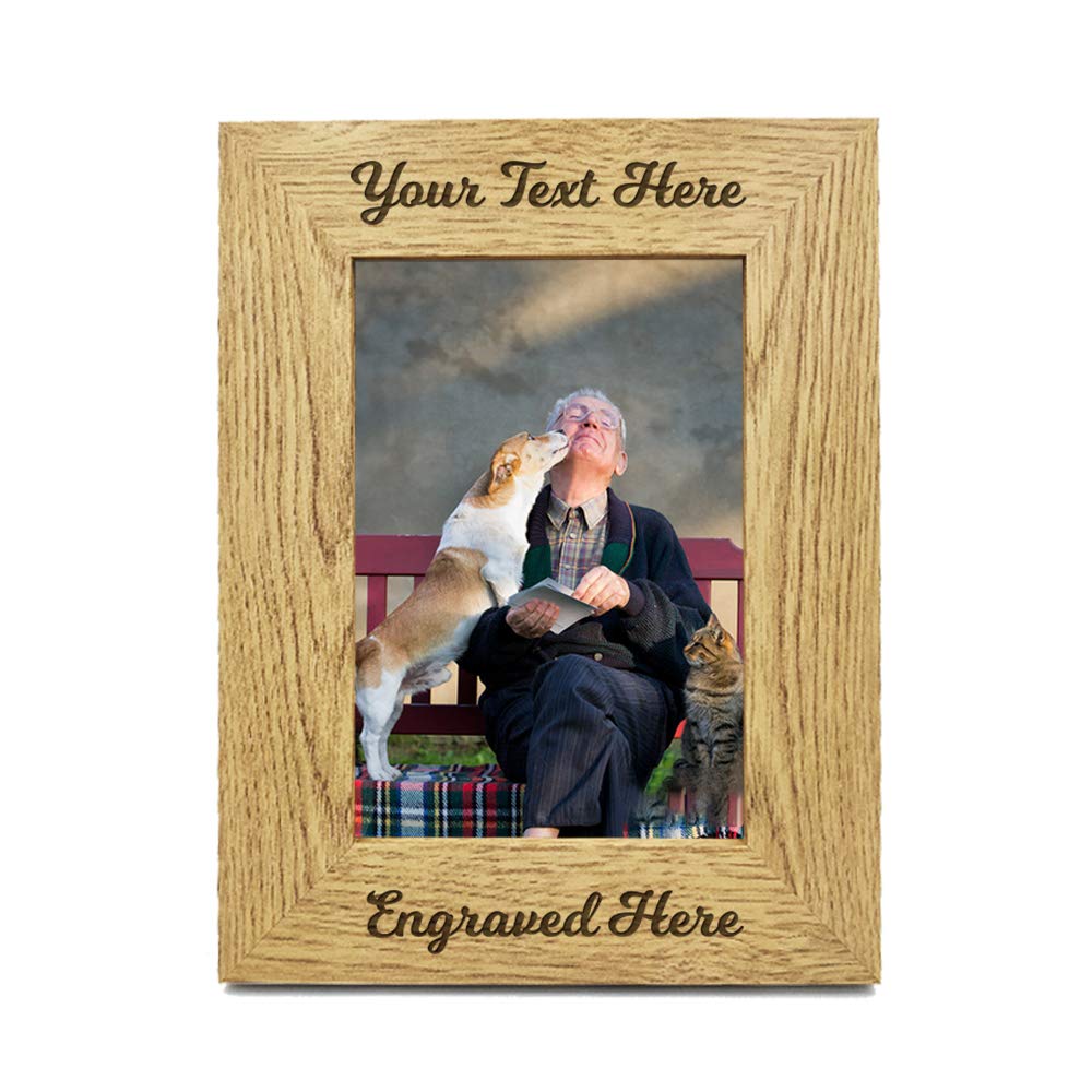 EDSG Personalized 5x7 Picture Frame Photo Frame Laser Engraved Wood Frame Custom Any Text Gift for Wedding Grandpa Grandma Thank You Teacher Graduation Nanny Grandad (Design 01 Portrait) - WoodArtSupply