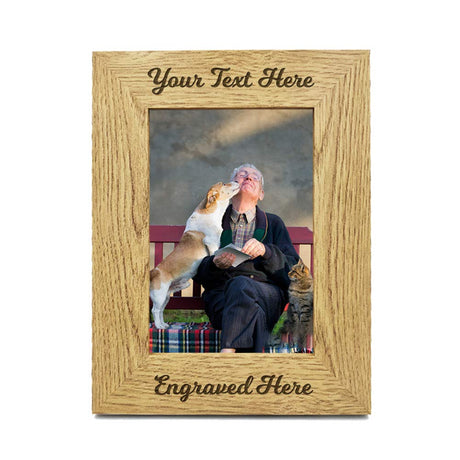 EDSG Personalized 5x7 Picture Frame Photo Frame Laser Engraved Wood Frame Custom Any Text Gift for Wedding Grandpa Grandma Thank You Teacher Graduation Nanny Grandad (Design 01 Portrait) EDSG