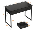 ODK 40 Inch Small Desk with Fabric Drawers- for Bedroom, Black Study Desk with Storage, Home Office Computer Desk for Small Spaces, Modern Work Writing Kids Table, Black ODK