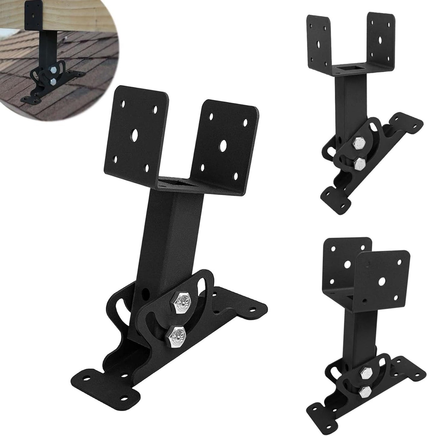 Tacarlha Roof Riser Bracket,Roof Riser Bracket Kit High Strength Rustproof, Corrosion Resistant Powder-Coated Adjustable Pergola Roof Riser, Beam Bracket Versatile Roof Mounting Solution Blac - WoodArtSupply