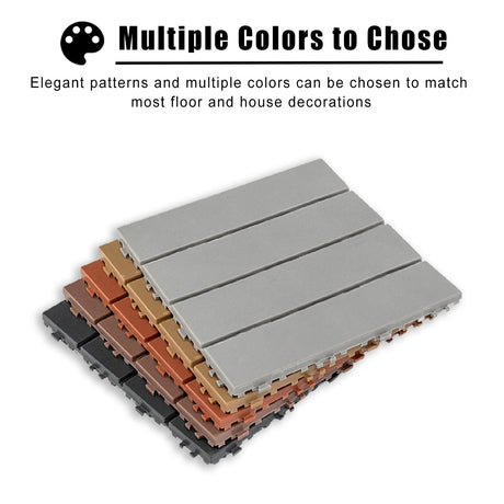 ROYUMI 12x12 Wood Plastic Outdoor Deck Tiles, Interlocking Indoor & Outdoor Floor Tiles, Waterproof Balcony Flooring, 9/15/27 PCS Patio Flooring (Color : Coffee, Size : 9pcs) ROYUMI