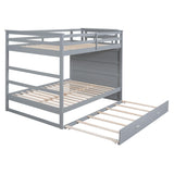 Harper & Bright Designs Full Over Full Bunk Bed with Storage, Wooden Bunk Bed with Trundle and Staircase, Gray Harper & Bright Designs