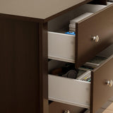 Furniwell 6 Drawer Dresser for Bedroom, Wood Dresser Wide Storage Organizer for Living Room Hallway Closets (Brown) Furniwell