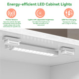 FJTJBSI 50" LED Kitchen Pantry Cabinet White Storage Cabinet Food Pantry with Doors and Adjustable Shelves Freestanding Buffet Cupboards Sideboard for Kitchen Living Room and Dinning Room FJTJBSI