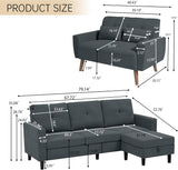 Pingliang Home 2 Piece Comfy Couch Set, 3 Seater & 2-Seater Sofa and Loveseat Set with Ottoman, Modern Sofa Sets for Living Room/Apartment/Office, Dark Grey Pingliang Home