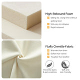 Tabaray 139" Oversized Boneless Couch, Chenille Curved Sofa, Minimalist Modular Sectional Sofa Set with Removable Backrests, 3 Pillows, Deep Seat, Modern Couches for Living Room, Bedroom, Beige Tabaray