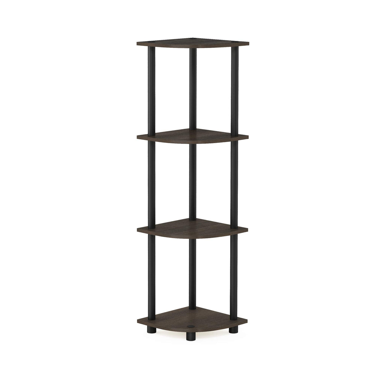 Furinno Turn-N-Tube 4-Tier Corner Display Rack Multipurpose Shelving Unit, Dark Brown Grain/Black Furinno