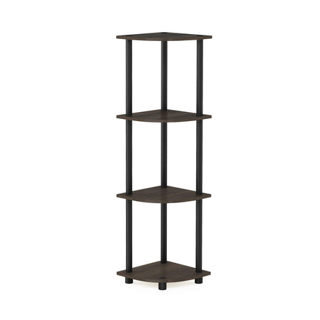 Furinno Turn-N-Tube 4-Tier Corner Display Rack Multipurpose Shelving Unit, Dark Brown Grain/Black Furinno