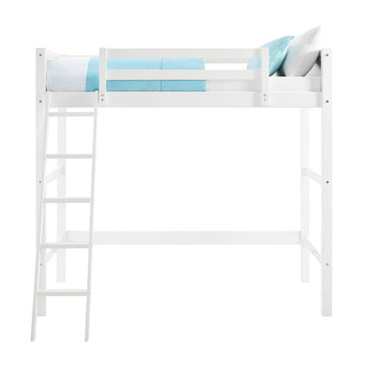 DHP Moon Bay Twin Loft Bed with Ladder - Stylish White Wooden Design for Kids