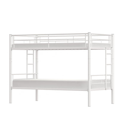 VECELO Bunk Bed Twin Over Twin, Metal Bunkbeds with Ladder and Full-Length Guardrail, No Box Spring Needed, Space Saving, Noise Free, White