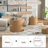 Round Nesting Coffee Table Set of 2 Modern Small Round Coffee Table Round End Table Small Side Table Circle Coffee Table Circular Nested Coffee Table for Living Room (Light Wood) YYZIWYUN