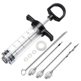 Tri-Sworker Plastic Meat Injector Kit for Smoker with 3 Flavor Food Syringe Needles, Ideal for Injecting Marinade into Turkey, Meat, Brisket; 1-OZ; Including Paper User Manual, Recipe E-Book (PDF) Tri-Sworker