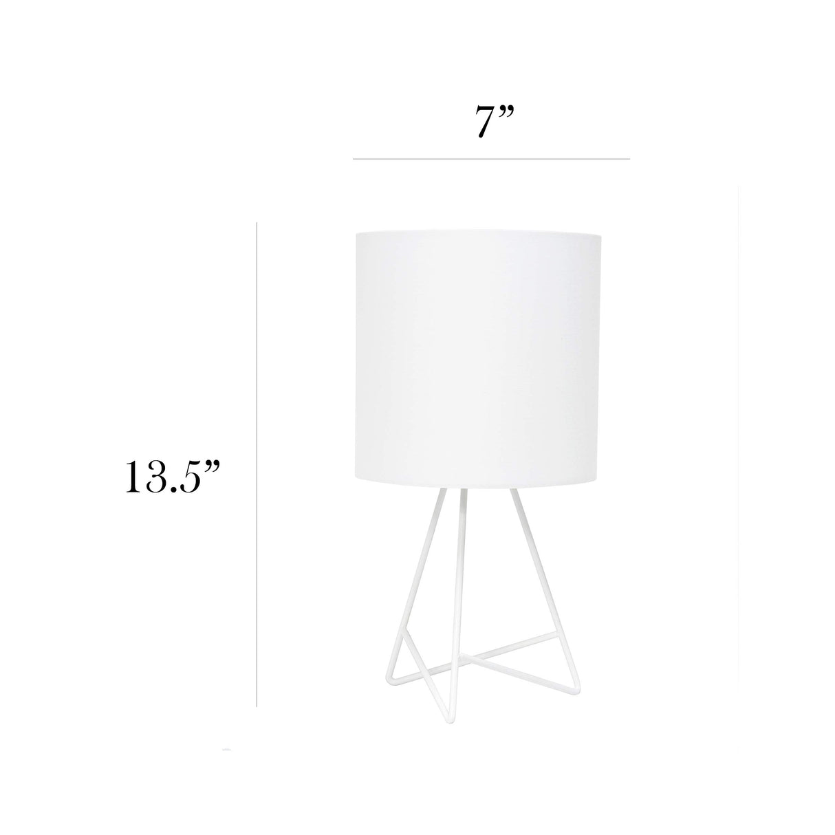 Simple Designs LT2066-WOW 14" Down to the Wire Metal Table Lamp with Fabric Shade, White with White Shade Simple Designs