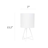 Simple Designs LT2066-WOW 14" Down to the Wire Metal Table Lamp with Fabric Shade, White with White Shade Simple Designs