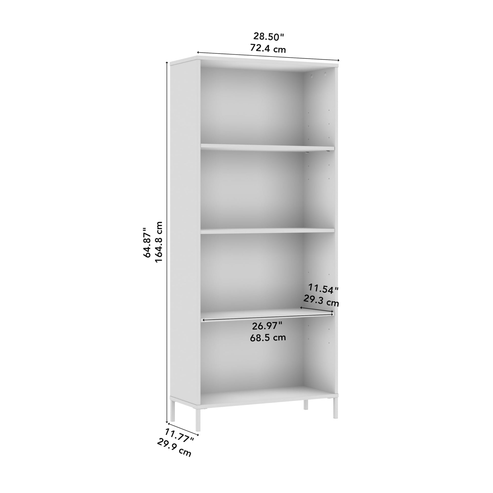 Essence 4 Shelf Bookcase in White by Bush Furniture | Versatile Storage for Home and Office - WoodArtSupply