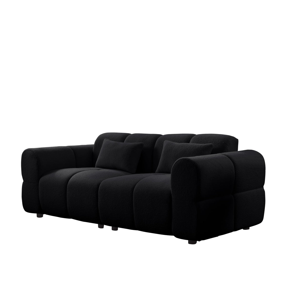 PINSOLID 80" Modern Sofa Couch, Comfy Deep Seat Lambswool Cloud Sofa, Upholstered 3-Seater Boucle Couch, Oversized Loveseat for Living Room, Bedroom, Office, Apartment(Black) PINSOLID