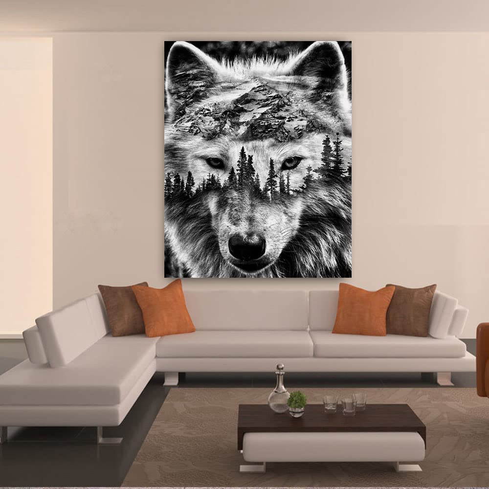 BOHADIY Diamond Painting Kits for Adults Kids Wolf 5D Diamond Art Kits for Adults Kids Beginner, Paintings with Diamonds Gem Art and Crafts for Home Wall Decor 15.8x11.8 Inch BOHADIY
